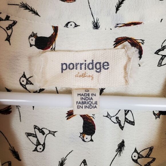 Porridge Anthropologie Bird Print Popover Blouse Size small - Picture 6 of 8